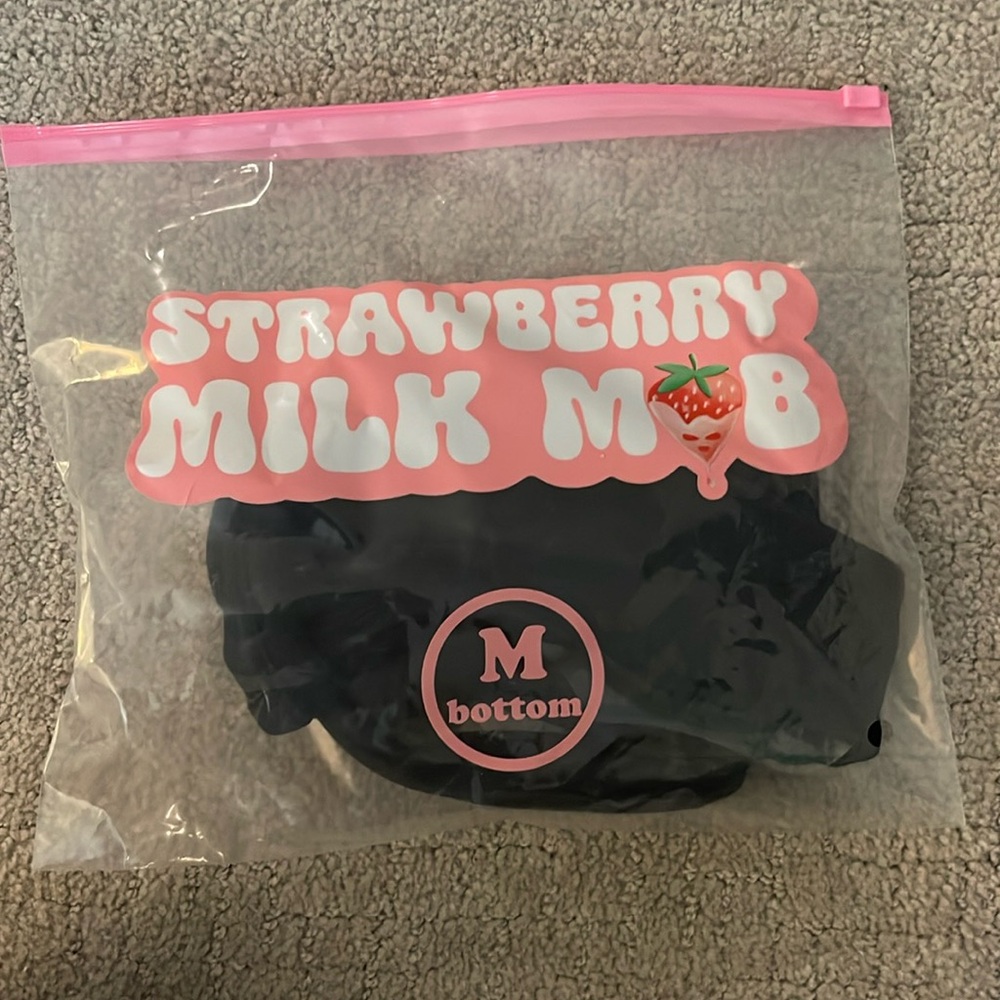 strawberry milk mob black swimsuit bottoms
